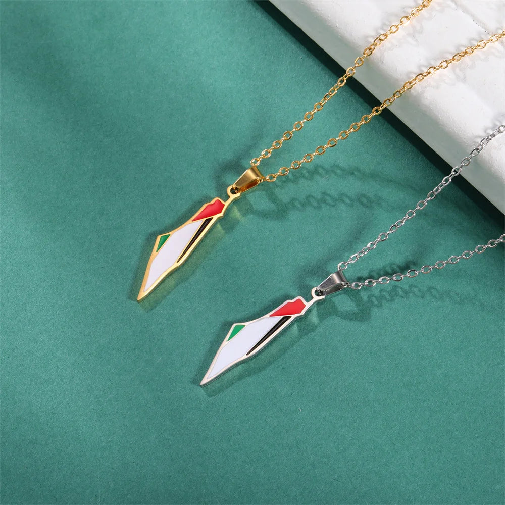 Roestvrijstalen Palestina Kaart Ketting – Voor Vrouwen & Mannen | Sieraad met Vlag Hanger