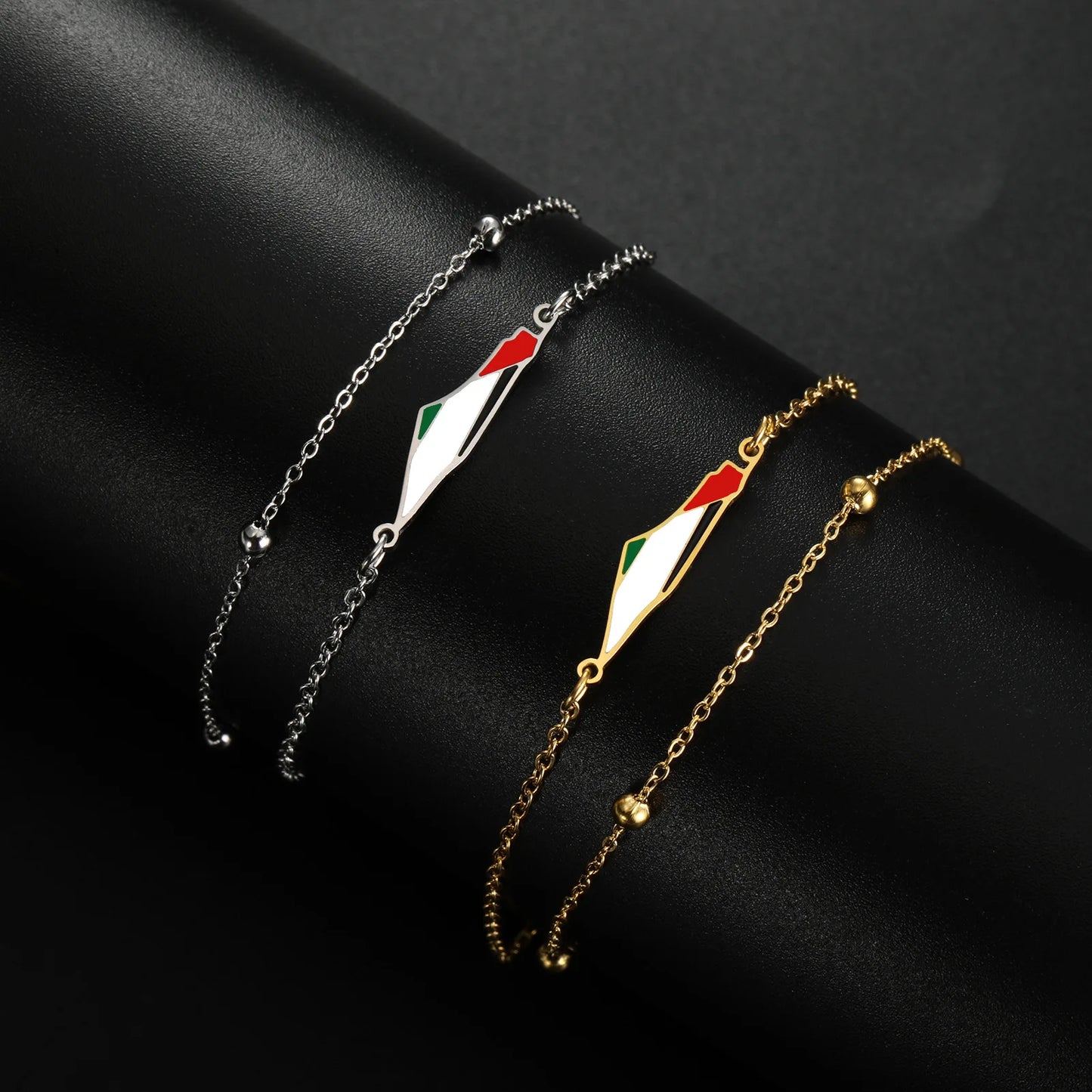 Palestina Kaart Hanger Armband – Unisex Dubbele Laag Touw & RVS Sieraad