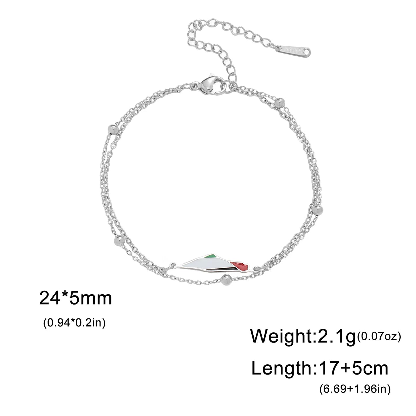 Palestina Kaart Hanger Armband – Unisex Dubbele Laag Touw & RVS Sieraad