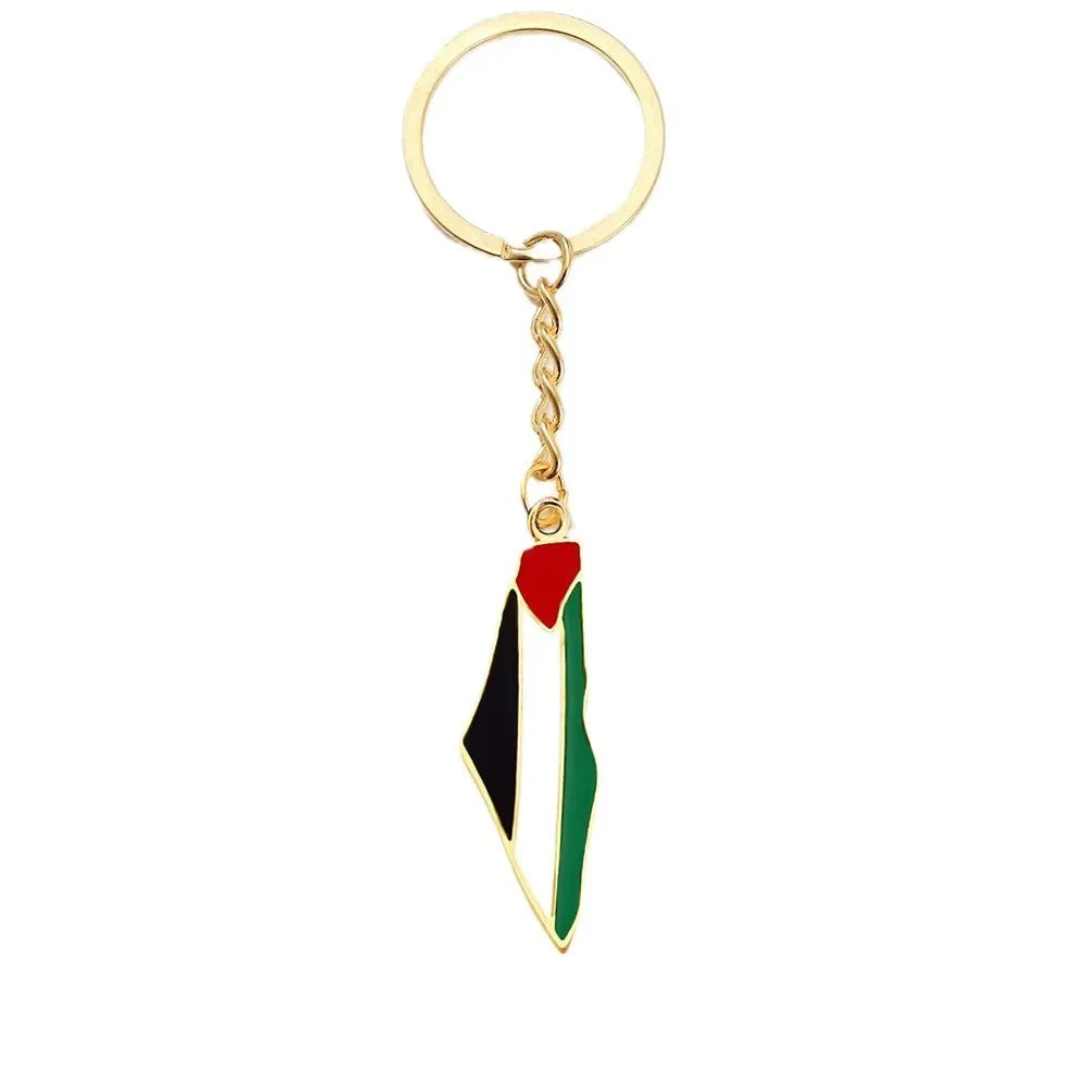 Palestina Map Vlag Sleutelhanger – Symbolisch Metalen Sieraad voor Dames & Heren