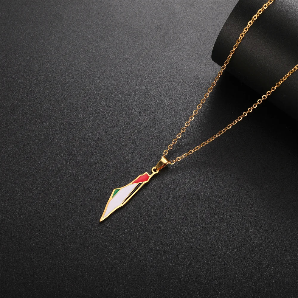 Roestvrijstalen Palestina Kaart Ketting – Voor Vrouwen & Mannen | Sieraad met Vlag Hanger