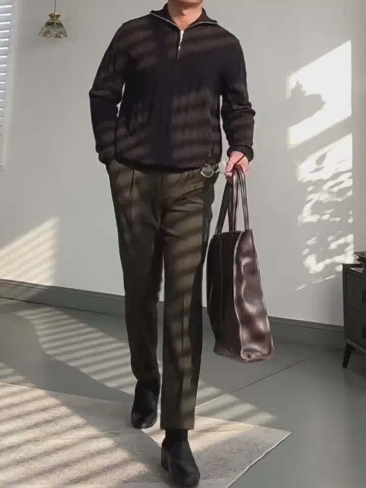 Men’s Knit Half-Zip Sweater – Gray