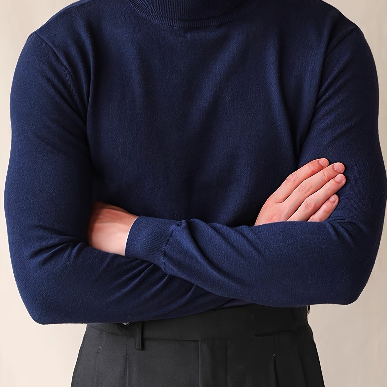 Heren Slim-Fit High Neck Knit Trui - Slim Fit