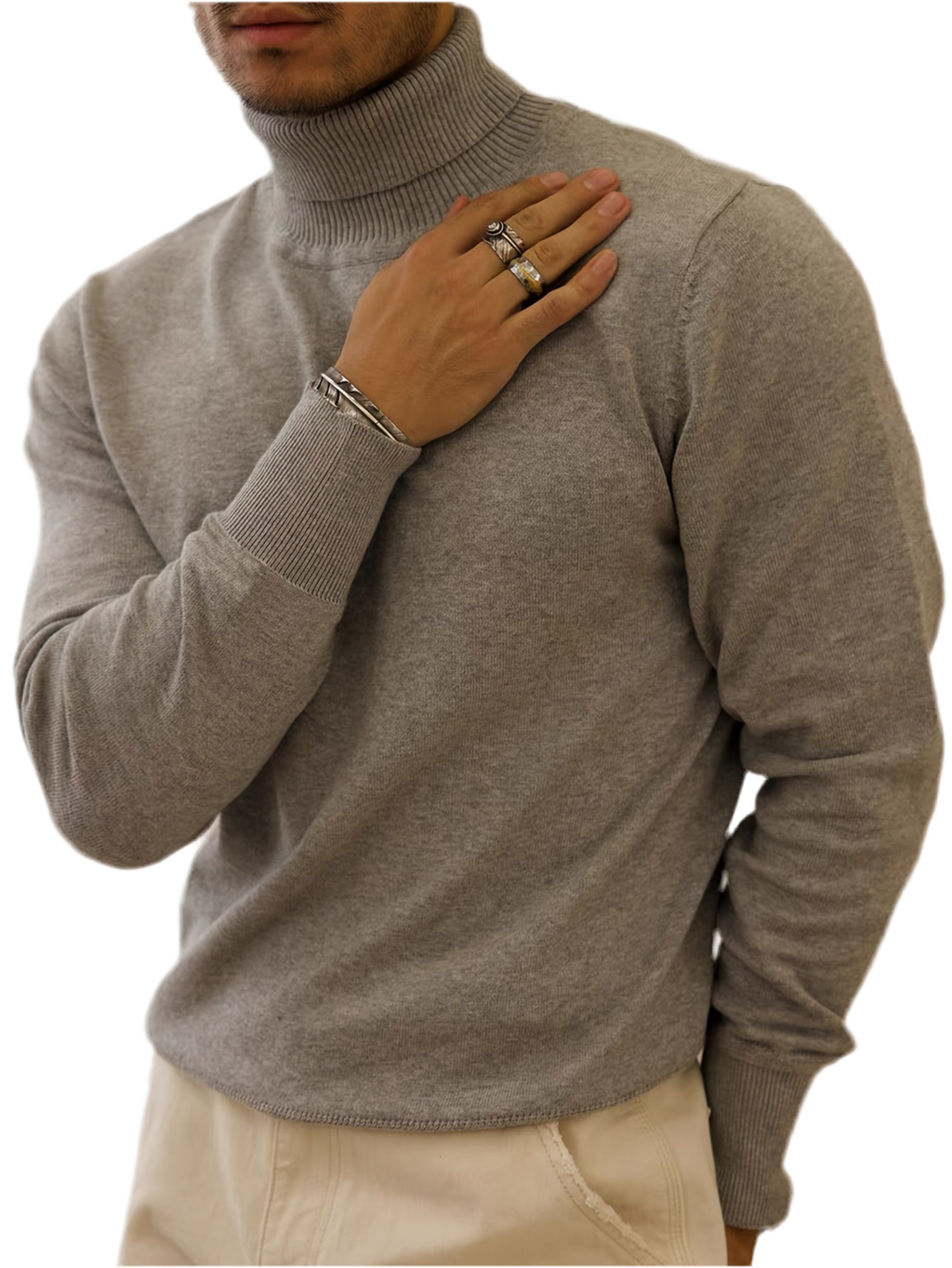 Heren Slim-Fit High Neck Knit Trui - Slim Fit