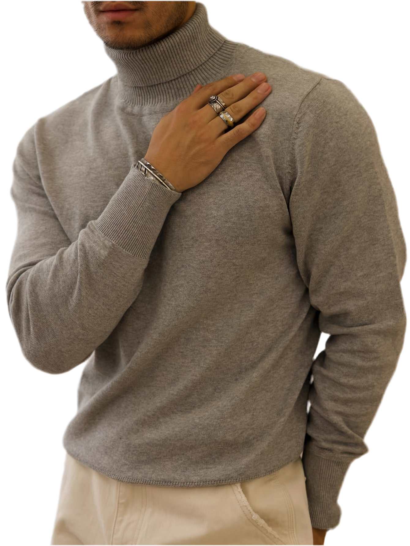 Heren Slim-Fit High Neck Knit Trui - Slim Fit