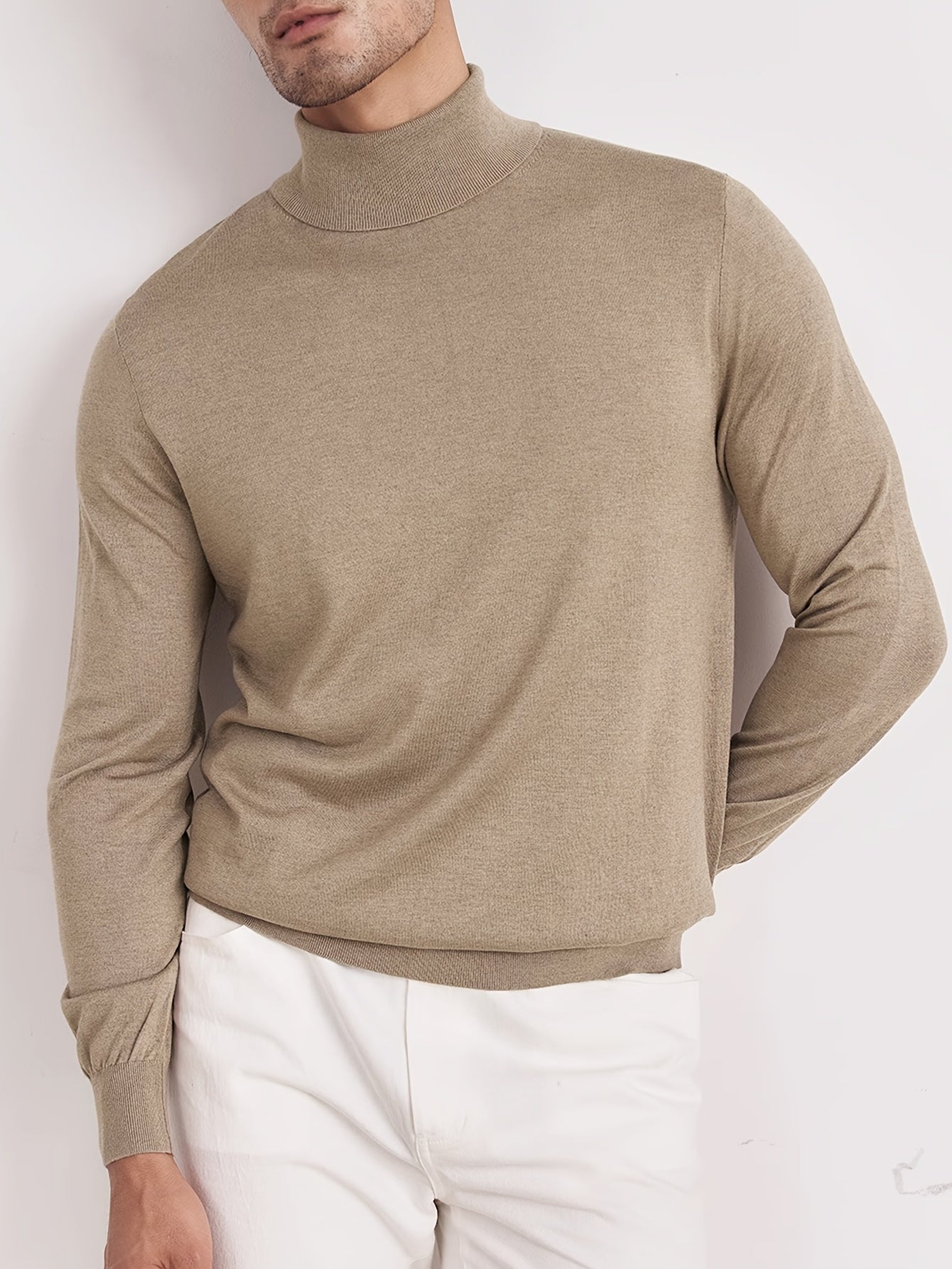 Heren Slim-Fit High Neck Knit Trui - Slim Fit