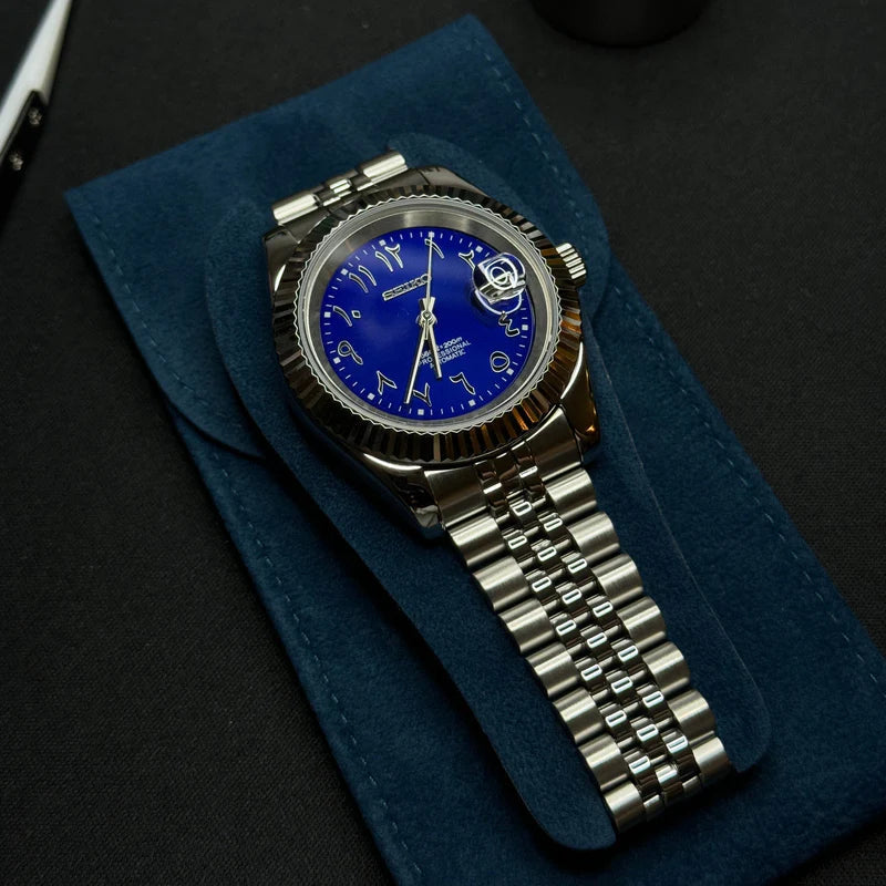 Seiko Mod Automatik | Arabisches Zifferblatt | 9041 Stahl – Blau – 39 mm