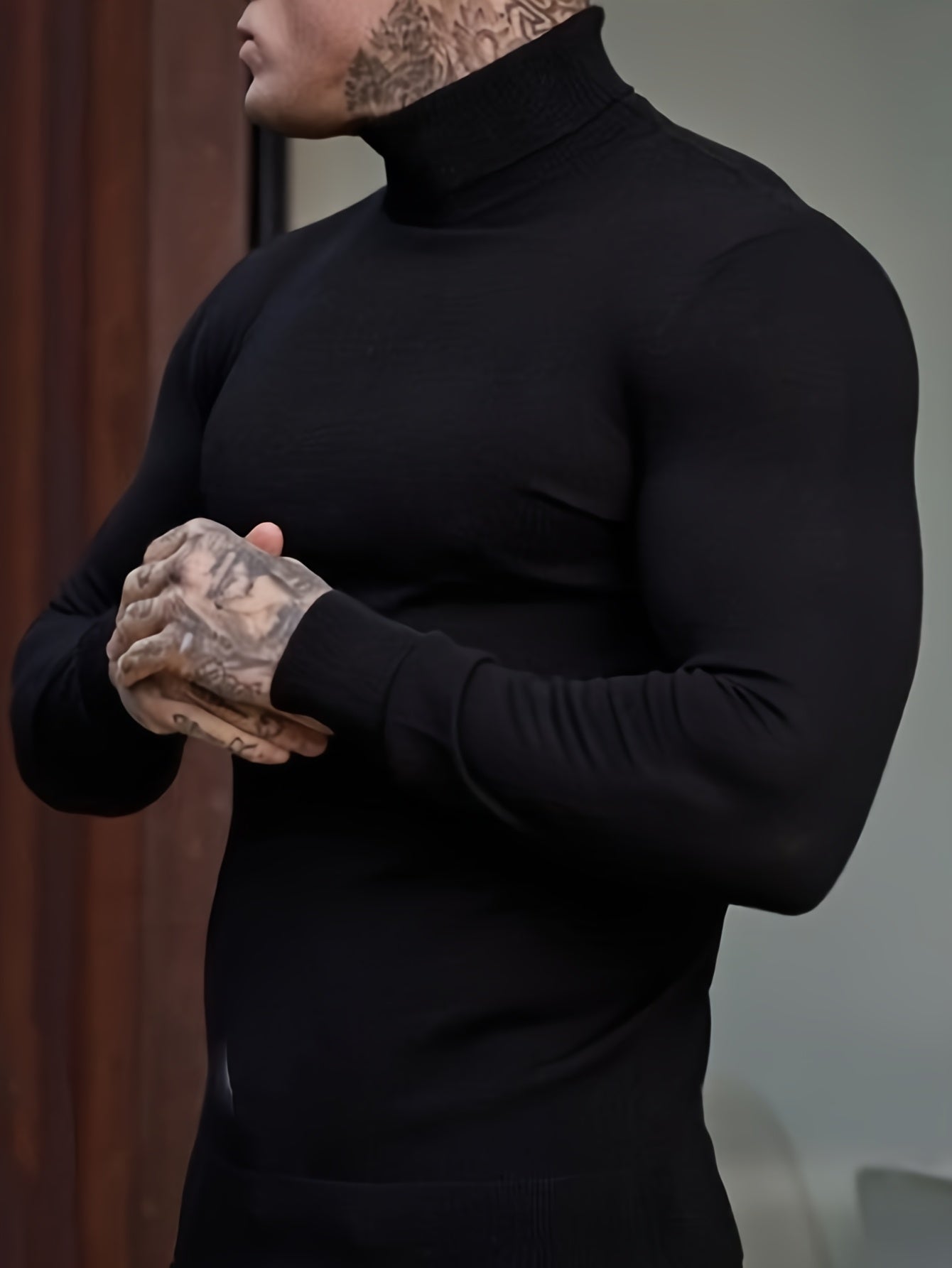 Heren Slim-Fit High Neck Knit Trui - Slim Fit