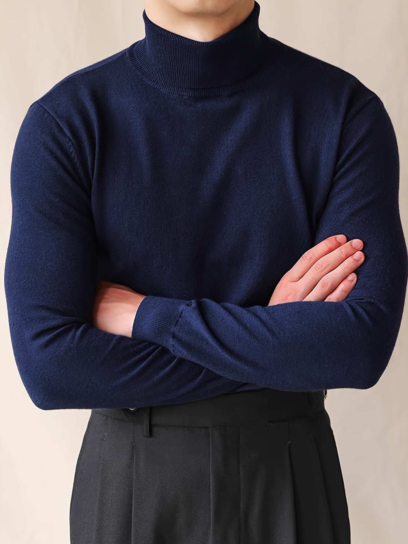 Heren Slim-Fit High Neck Knit Trui - Slim Fit