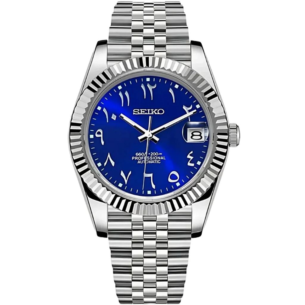 Seiko Mod Automatic | Arab Dial | 904L Staal – Blauw - 39mm