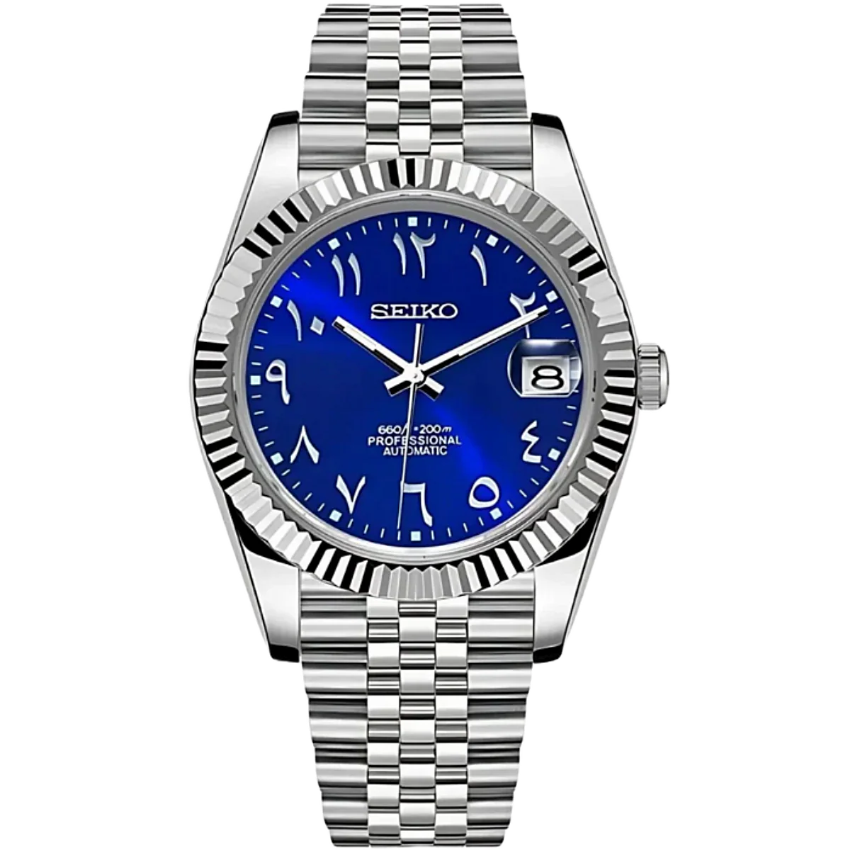Seiko Mod Automatic | Arab Dial | 904L Staal – Blauw - 39mm
