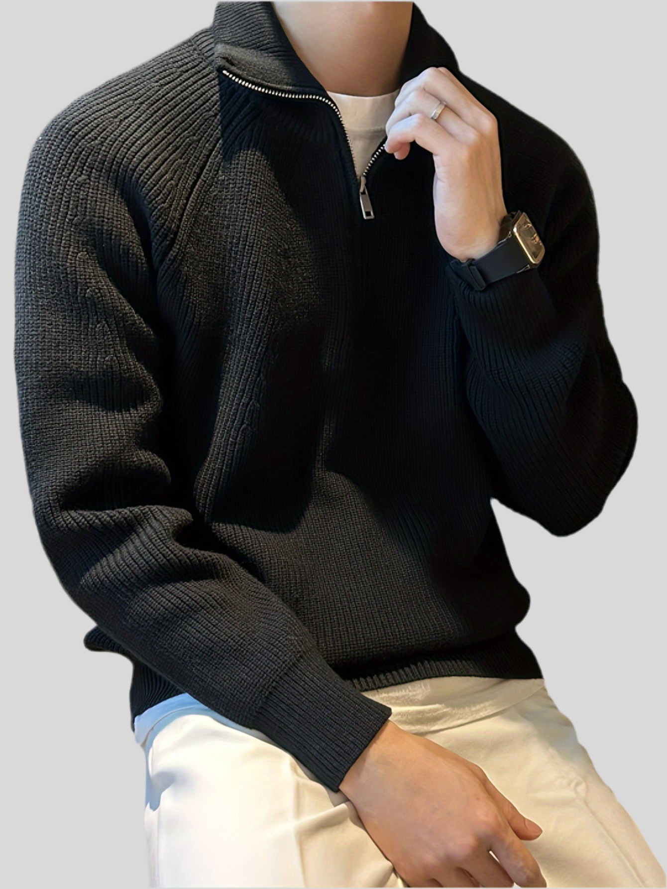Men’s Thick Knit Sweater – Black