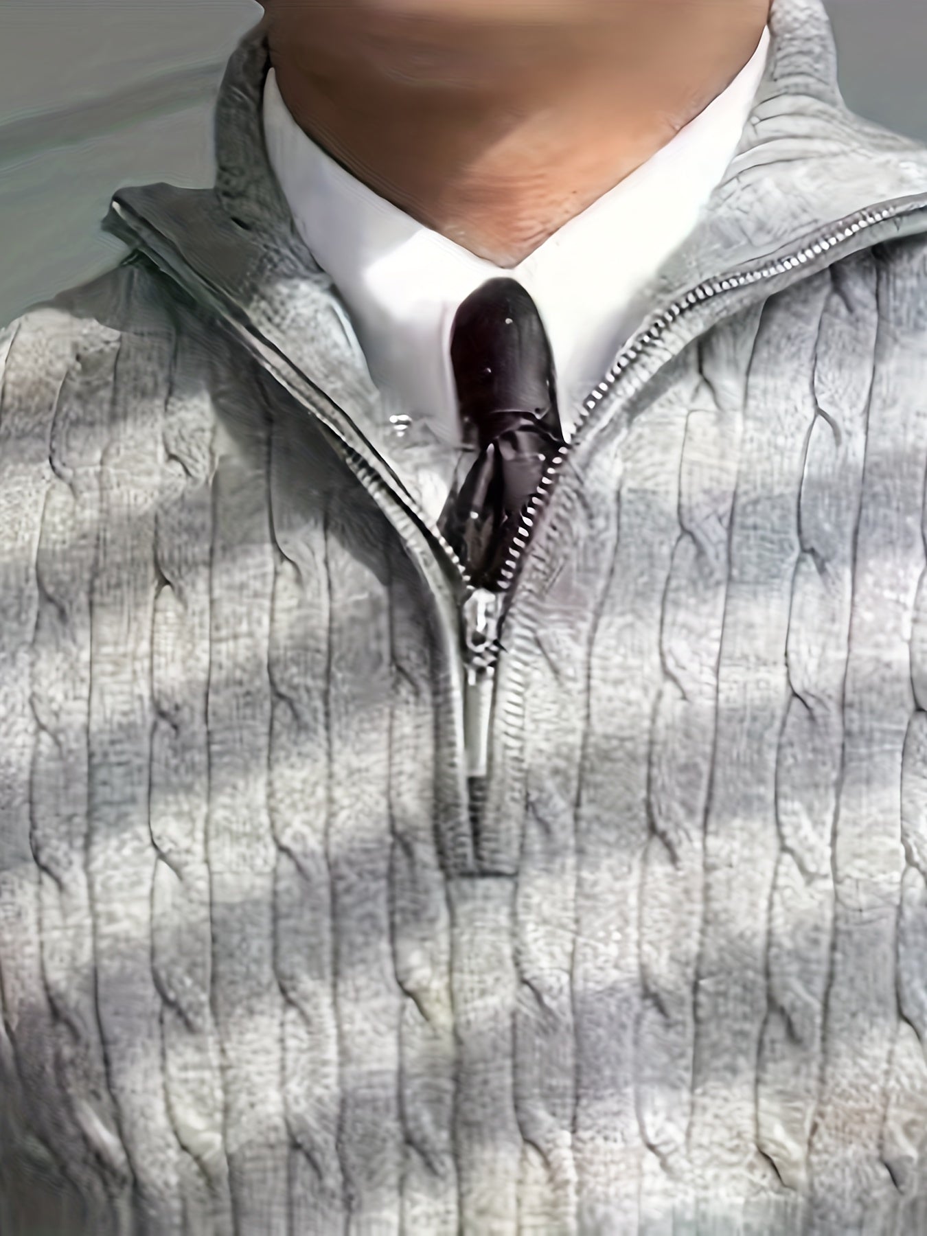 Men’s Knit Half-Zip Sweater – Gray