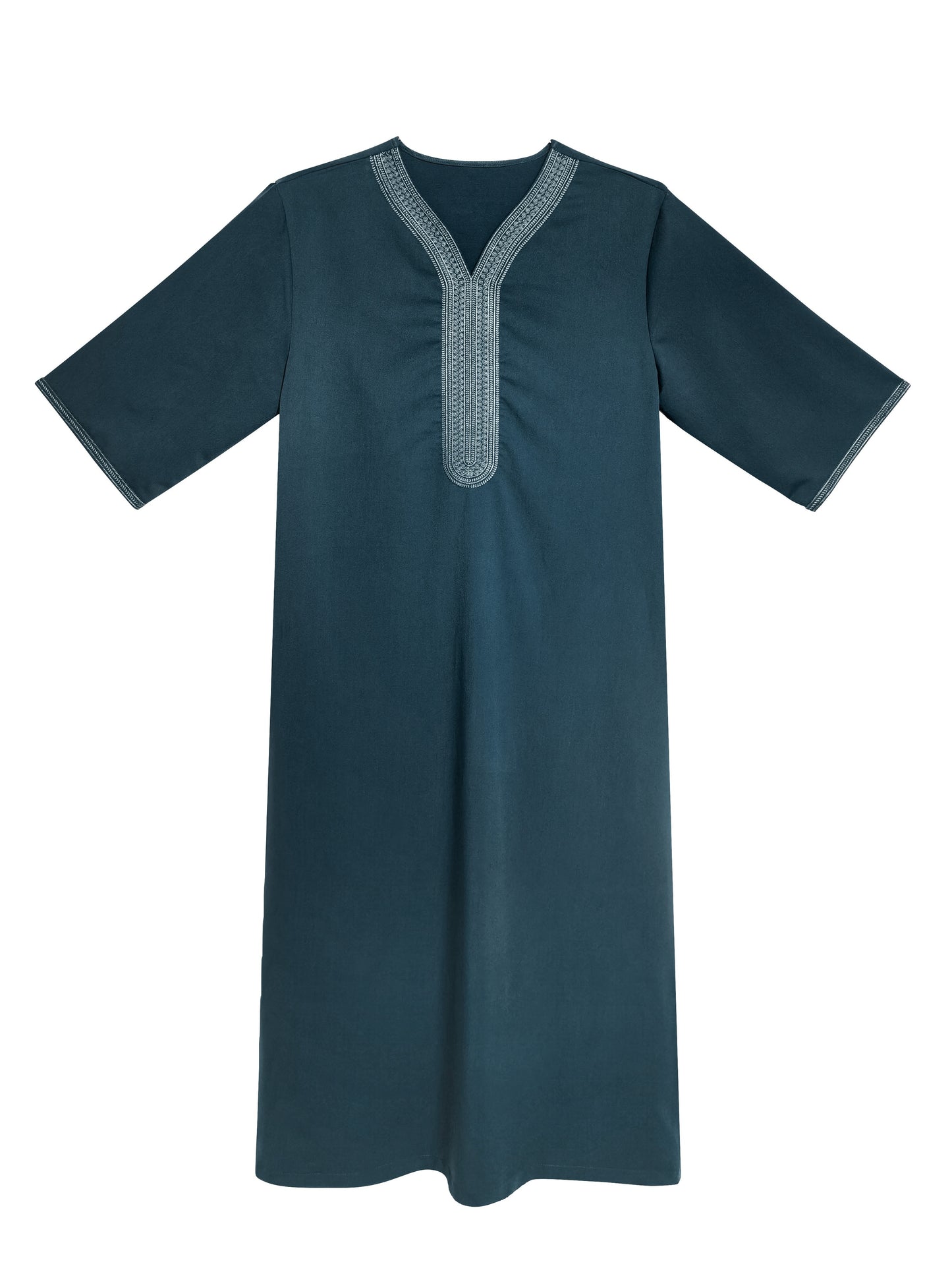 Heren Kandora - Lichtgewicht Stof - Blauw/Groen - Subtiel Borduursel