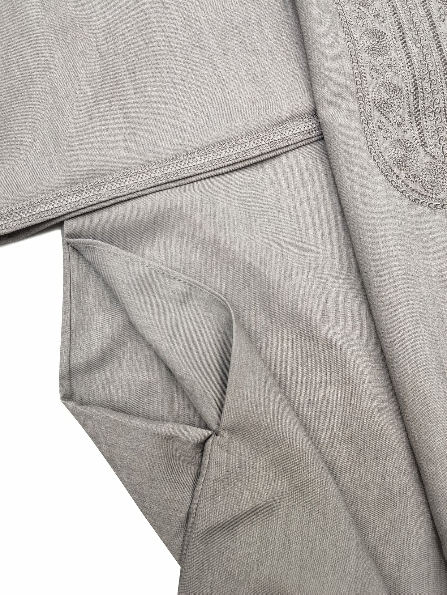 Heren Kandora - Polyester Blend - Grijs - Borduursel