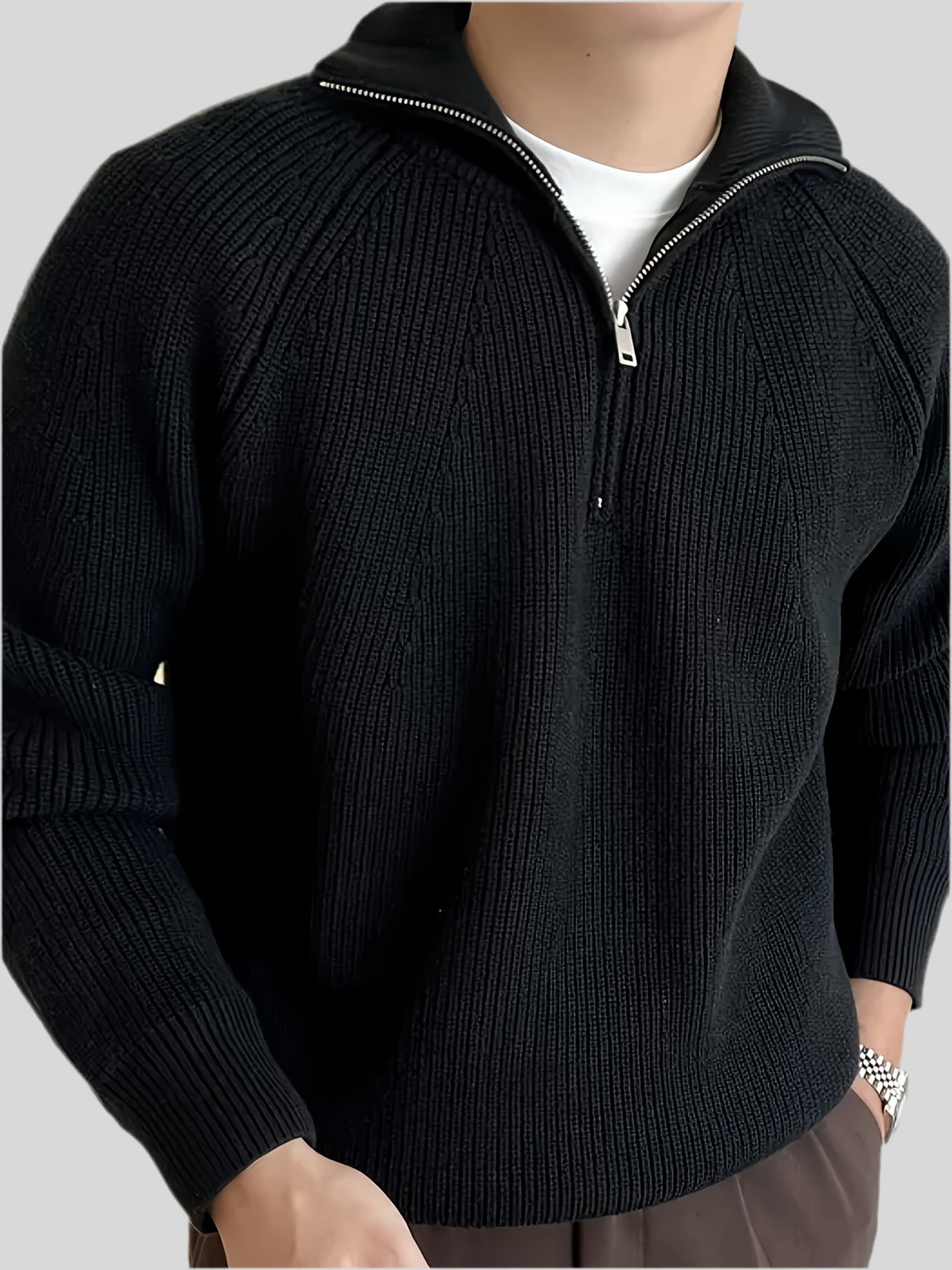Men’s Thick Knit Sweater – Black