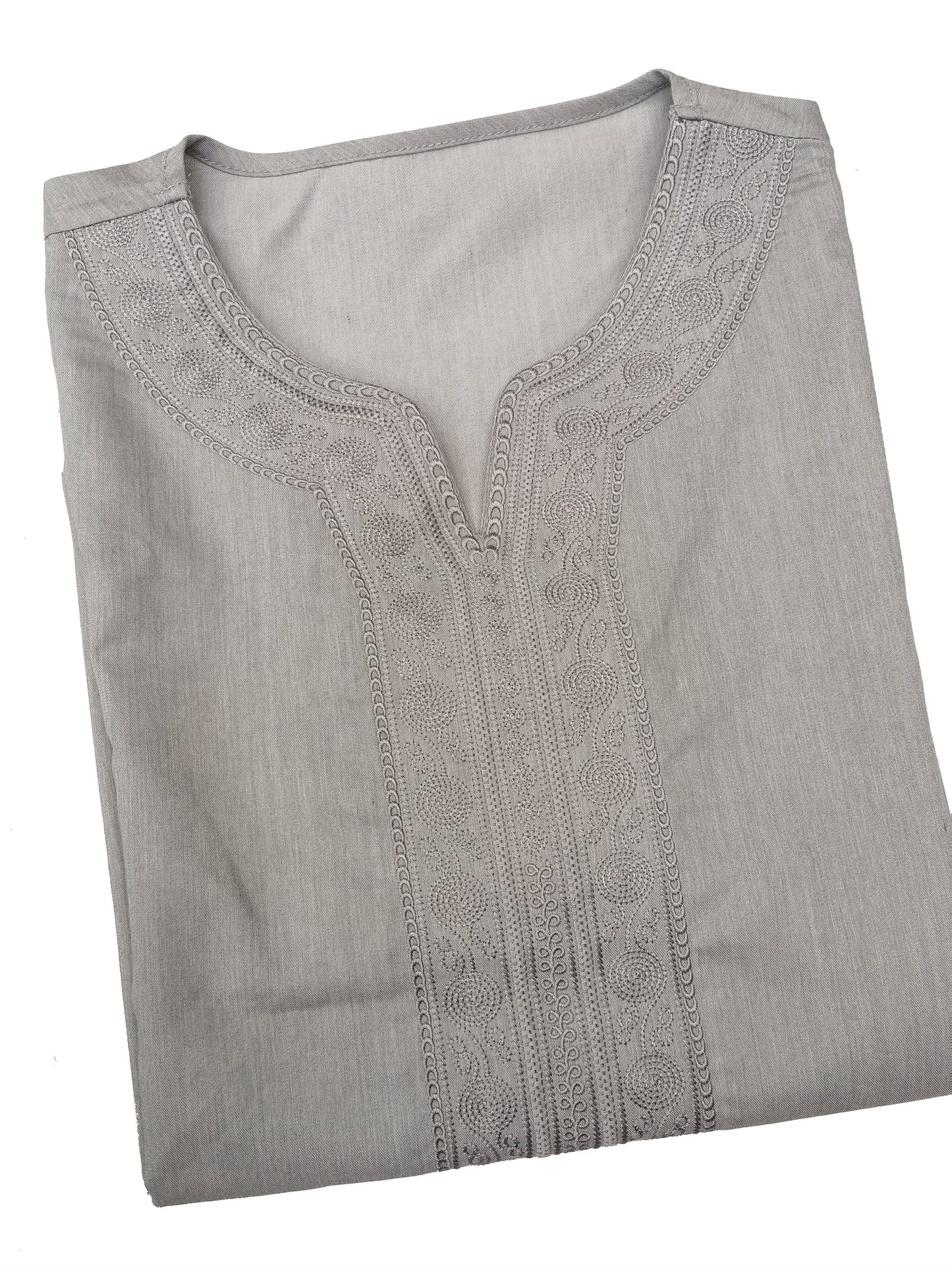 Heren Kandora - Polyester Blend - Grijs - Borduursel