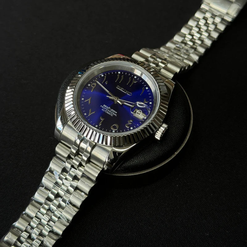 Seiko Mod Automatik | Arabisches Zifferblatt | 9041 Stahl – Blau – 39 mm
