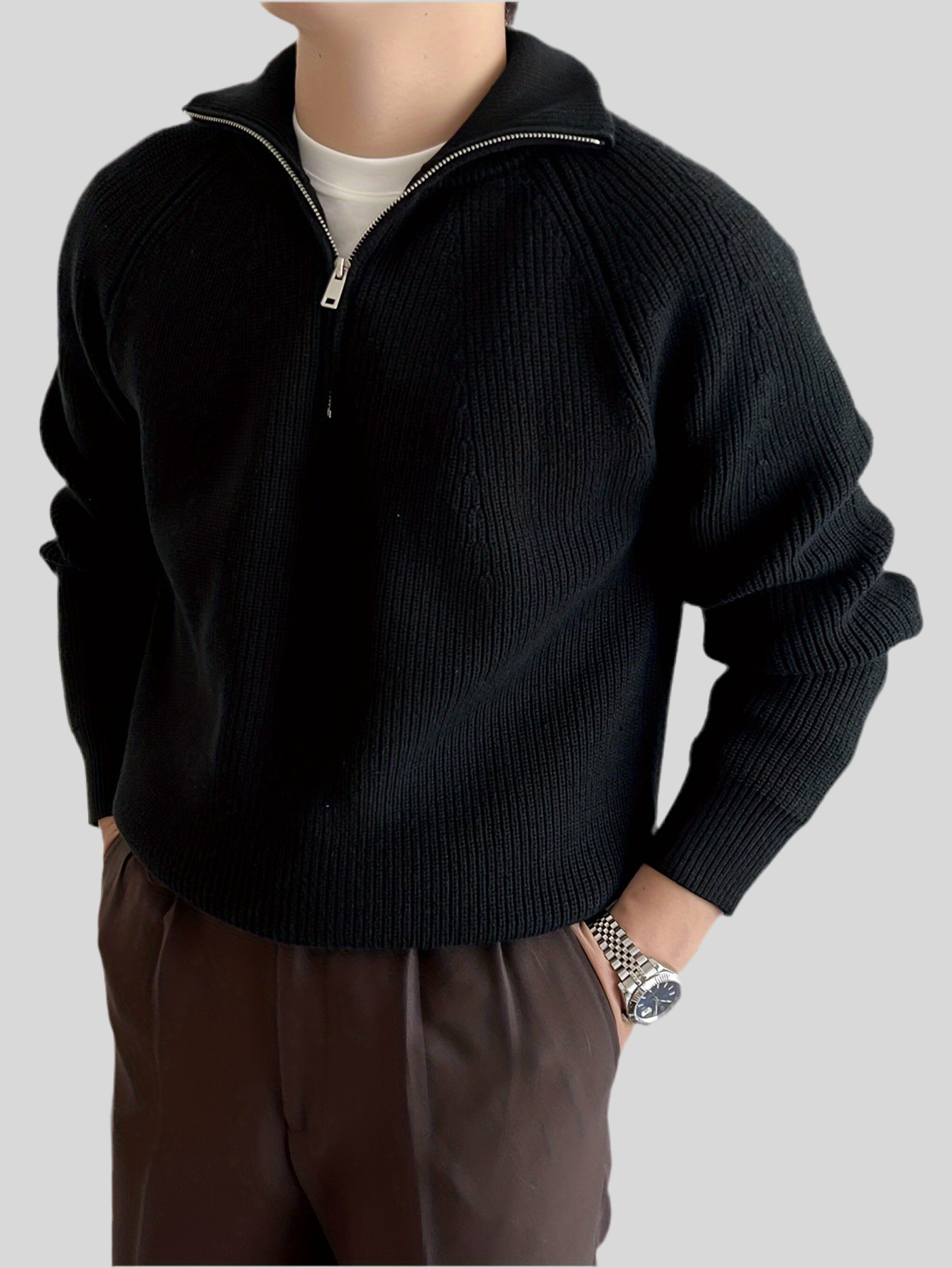 Men’s Thick Knit Sweater – Black