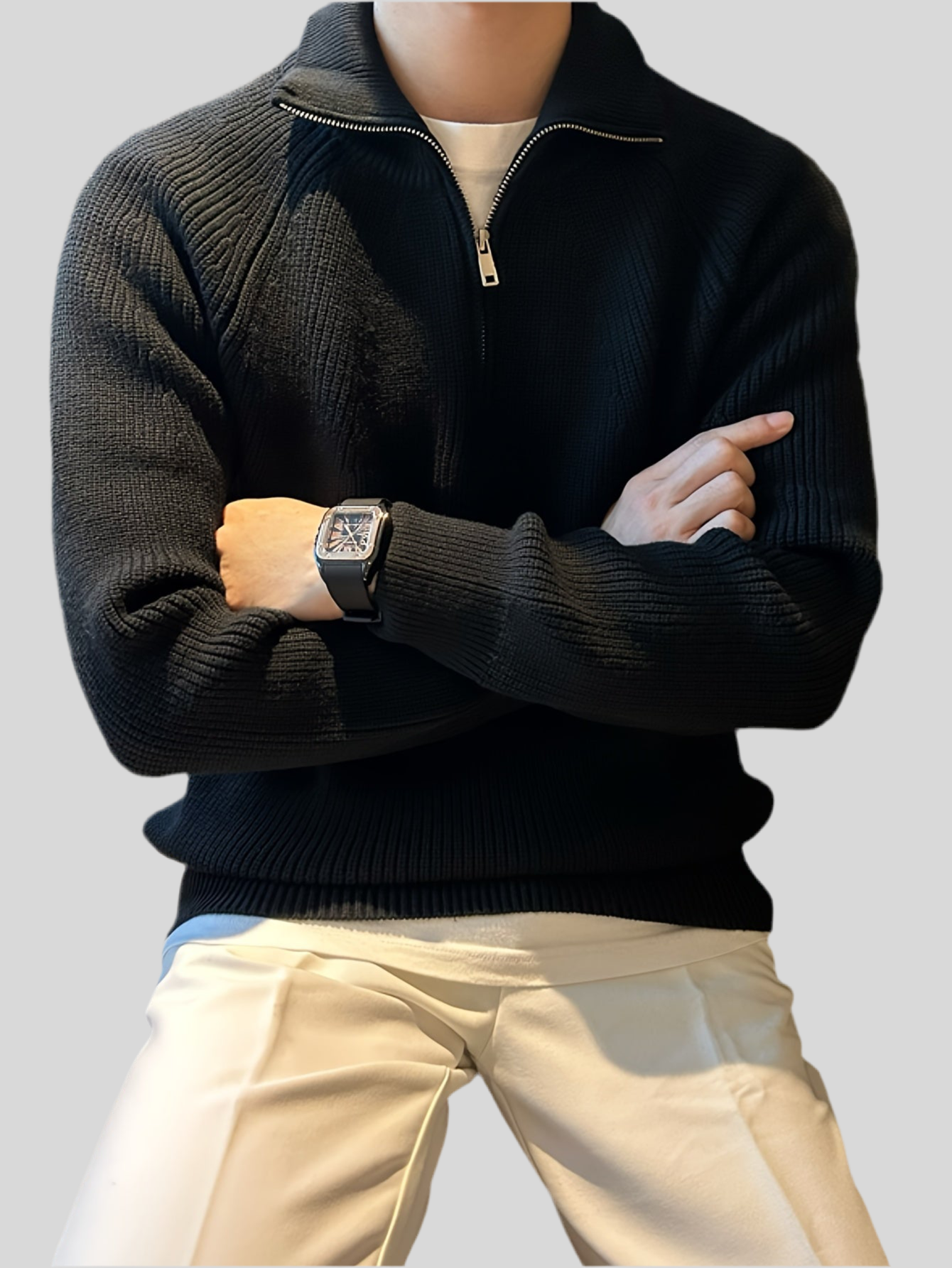 Men’s Thick Knit Sweater – Black