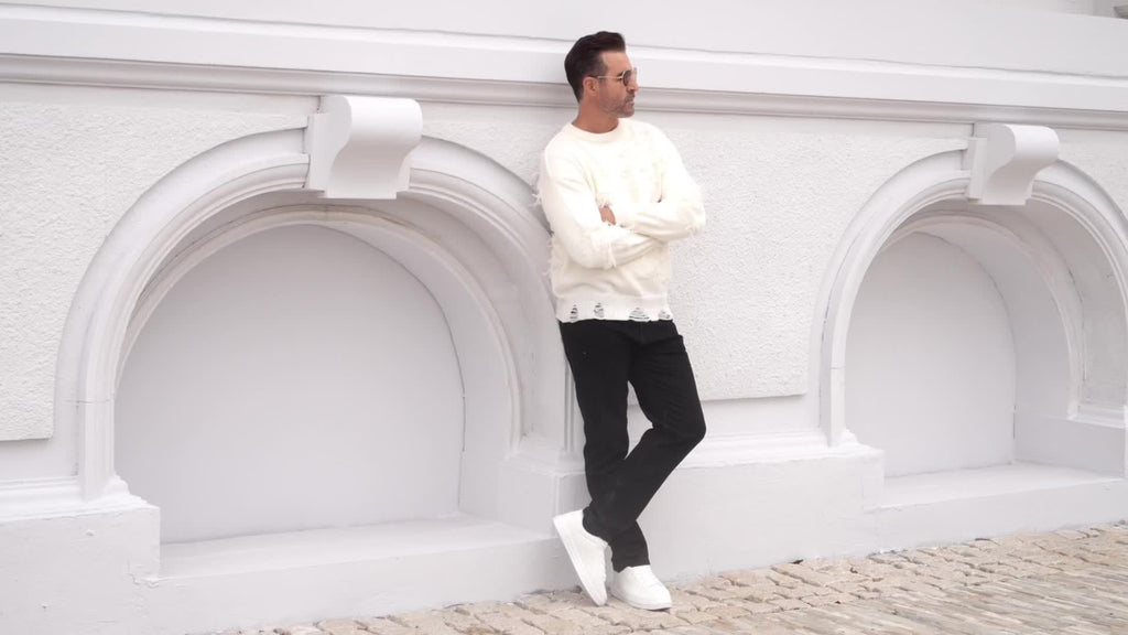 Men’s Distressed Knit Sweater