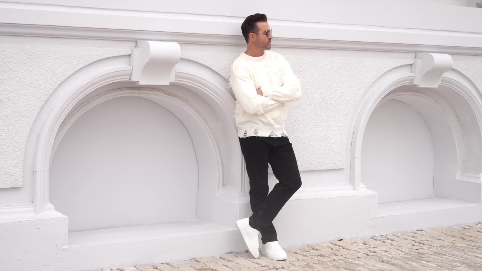 Men’s Distressed Knit Sweater