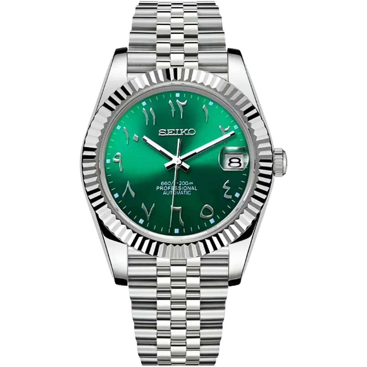 Seiko Mod Automatic | Arab Dial | 904L Staal – Groen - 39mm