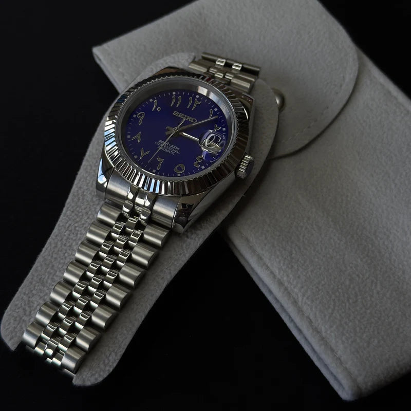 Seiko Mod Automatik | Arabisches Zifferblatt | 9041 Stahl – Blau – 39 mm