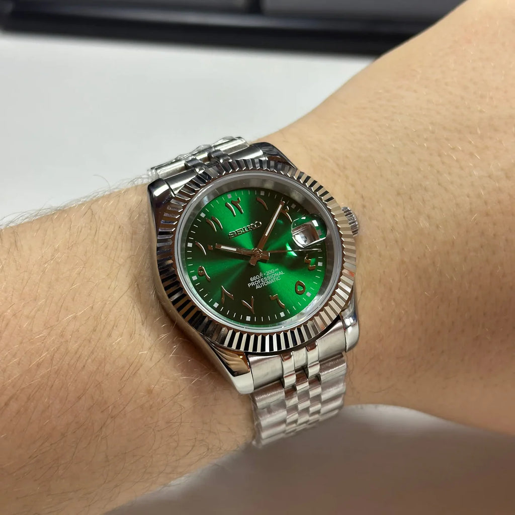 Seiko Mod Automatic | Arab Dial | 904L Staal – Groen - 39mm