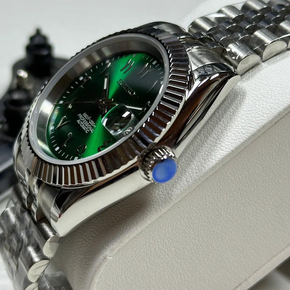 Seiko Mod Automatik | Arabisches Zifferblatt | 9041 Stahl - Grün - 39 mm