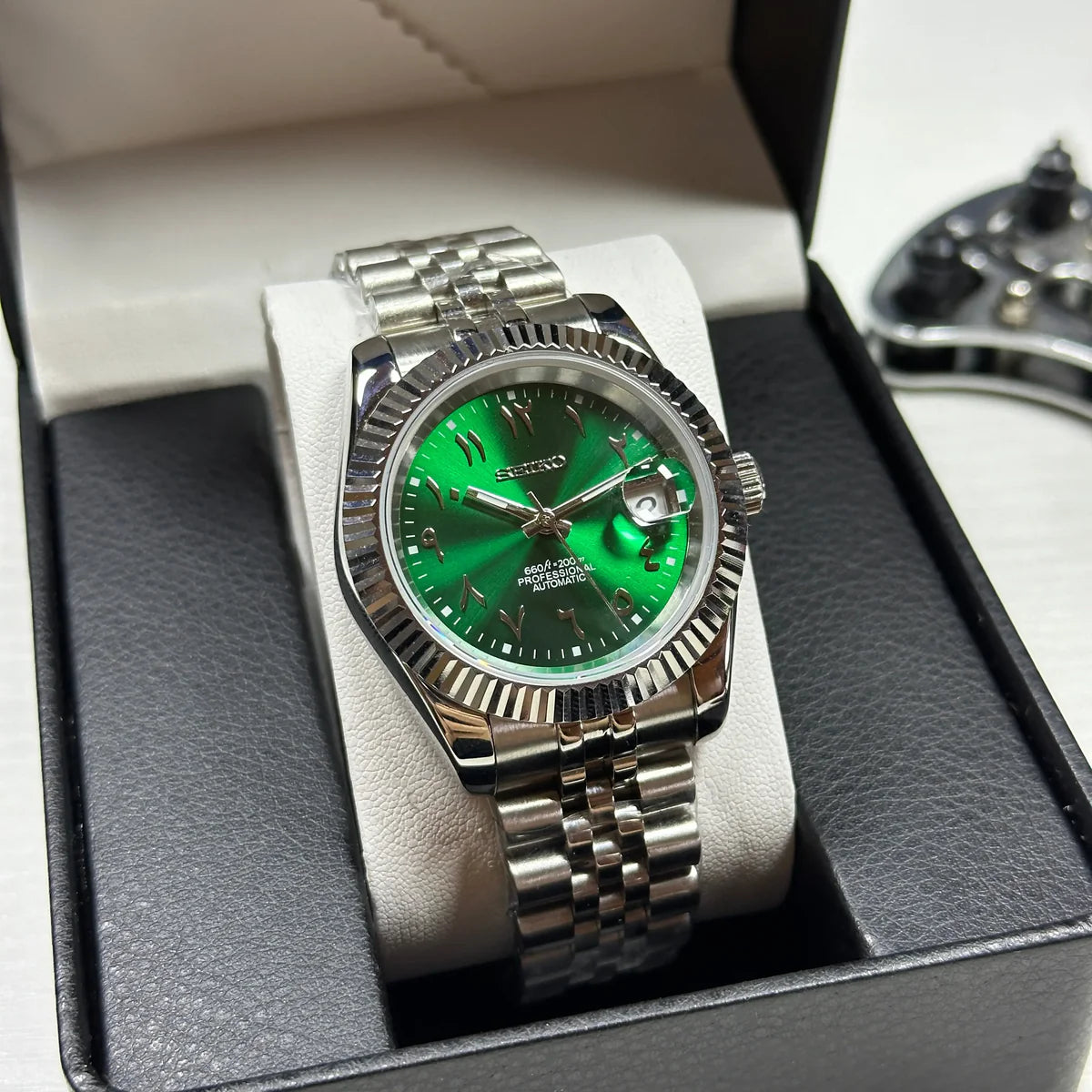 Seiko Mod Automatik | Arabisches Zifferblatt | 9041 Stahl - Grün - 39 mm