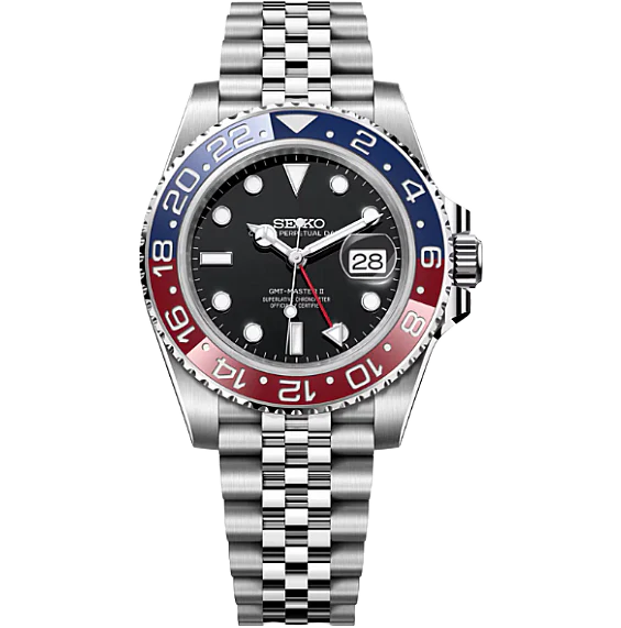 Seiko Mod - Pepsi GMT – 40mm – Porseleinen Dial – 904L Stainless Steel