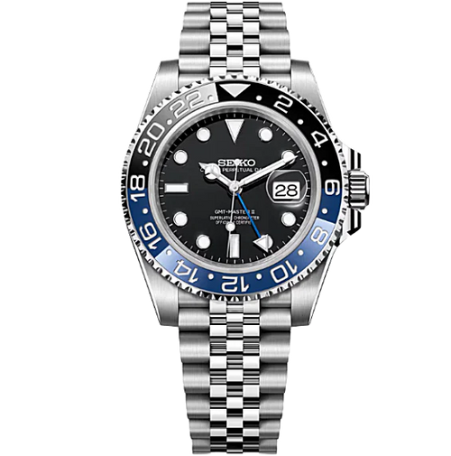 Seiko Mod - Batman GMT – 40mm – Porseleinen Dial – 904L Stainless Steel