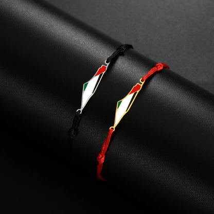 Palestina Kaart Hanger Armband – Unisex Dubbele Laag Touw & RVS Sieraad