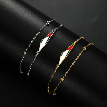 Palestina Kaart Hanger Armband – Unisex Dubbele Laag Touw & RVS Sieraad