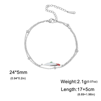 Palestina Kaart Hanger Armband – Unisex Dubbele Laag Touw & RVS Sieraad