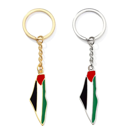 Palestina Map Vlag Sleutelhanger – Symbolisch Metalen Sieraad voor Dames & Heren