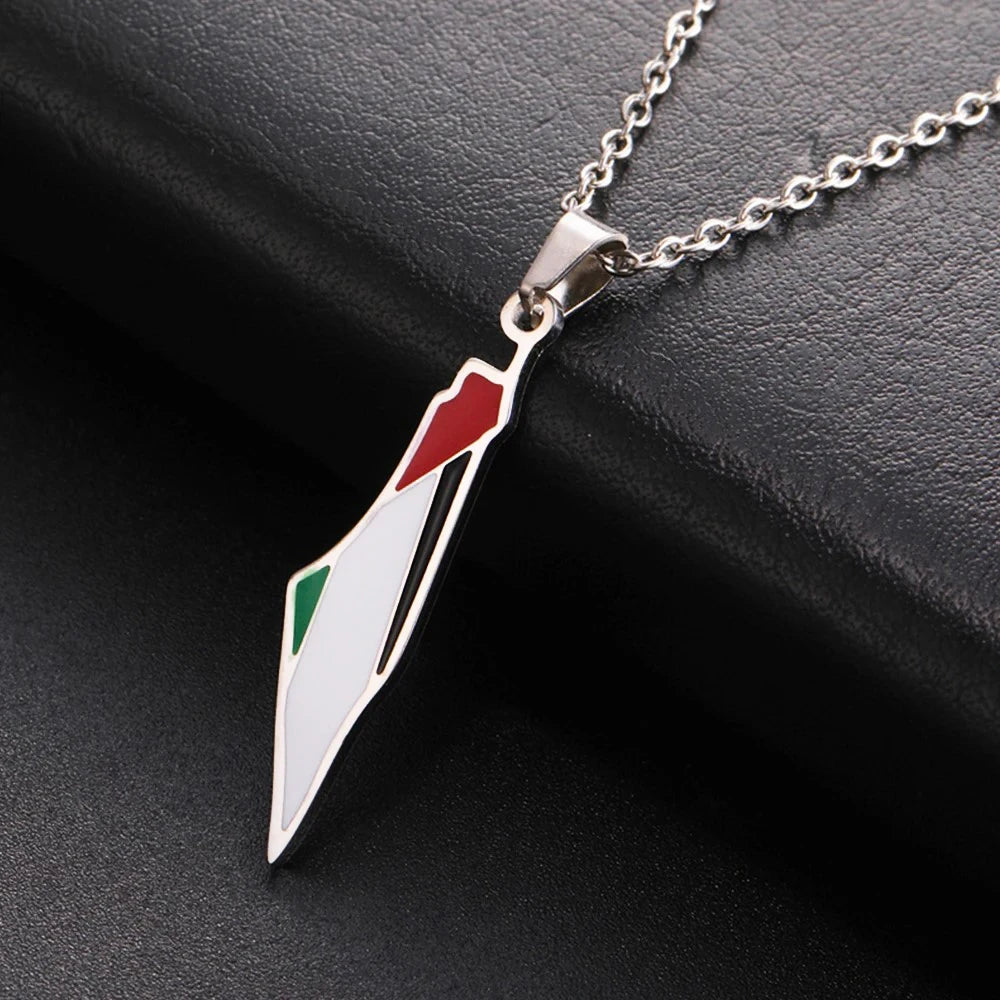 Roestvrijstalen Palestina Kaart Ketting – Voor Vrouwen & Mannen | Sieraad met Vlag Hanger