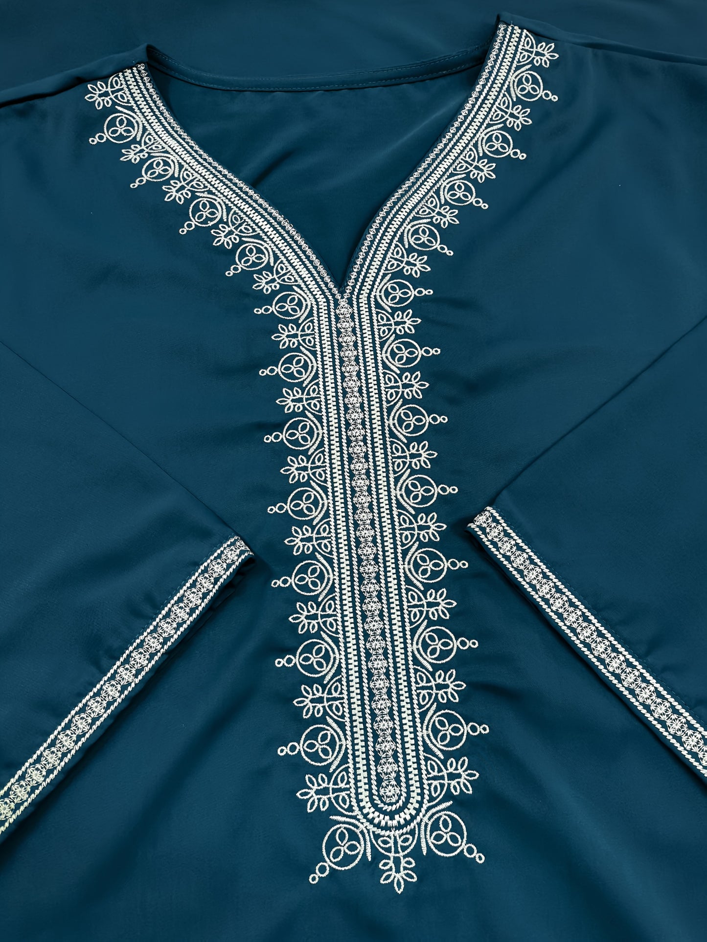 Heren Kaftan - Geweven Stof - Beige - Gouden Borduursel