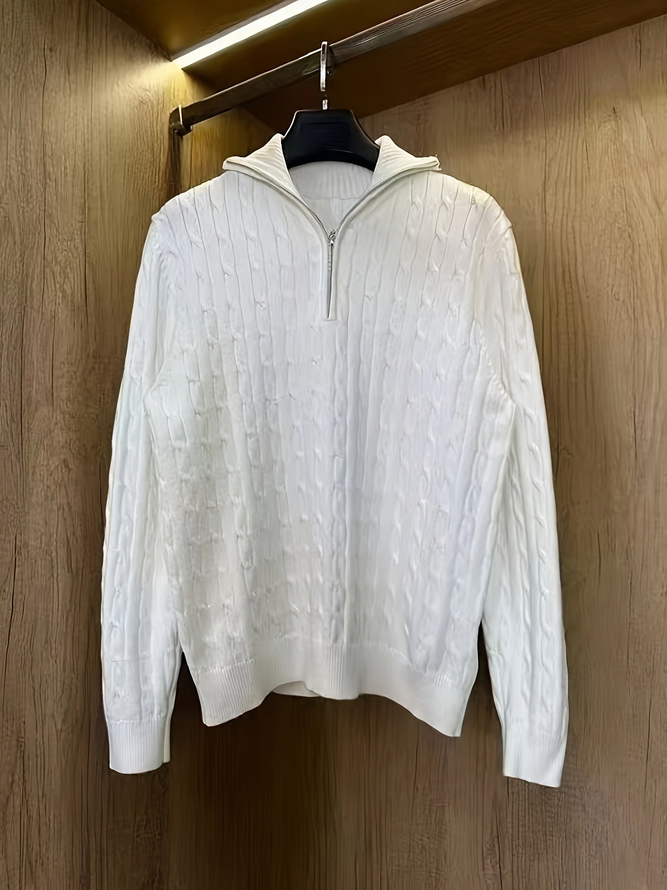 Men’s Knit Half - Zip Sweater – White