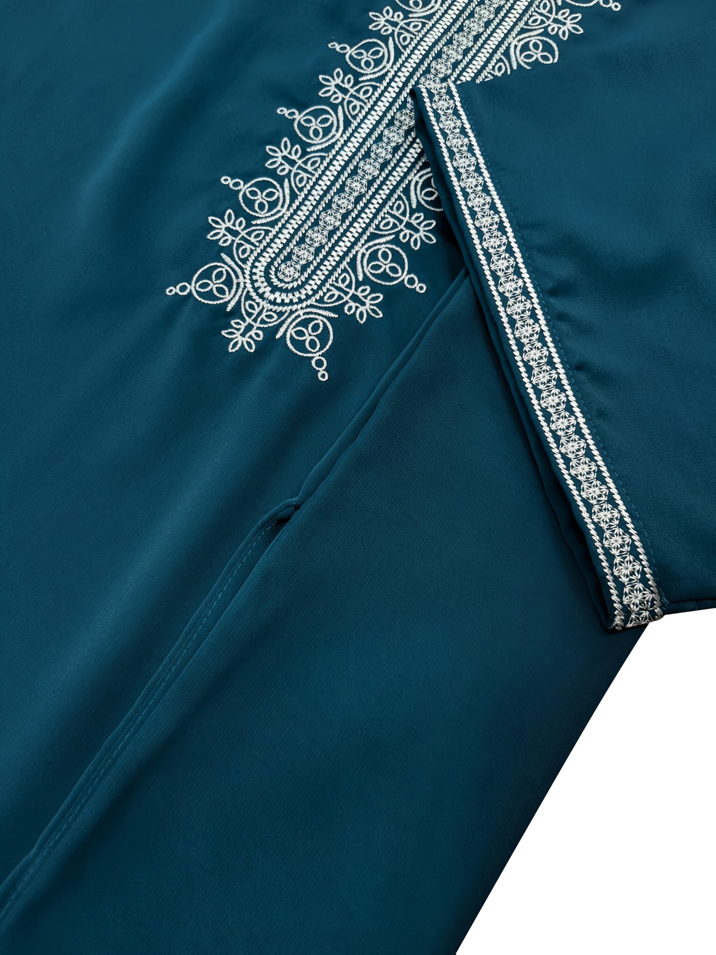 Heren Kaftan - Geweven Stof - Beige - Gouden Borduursel