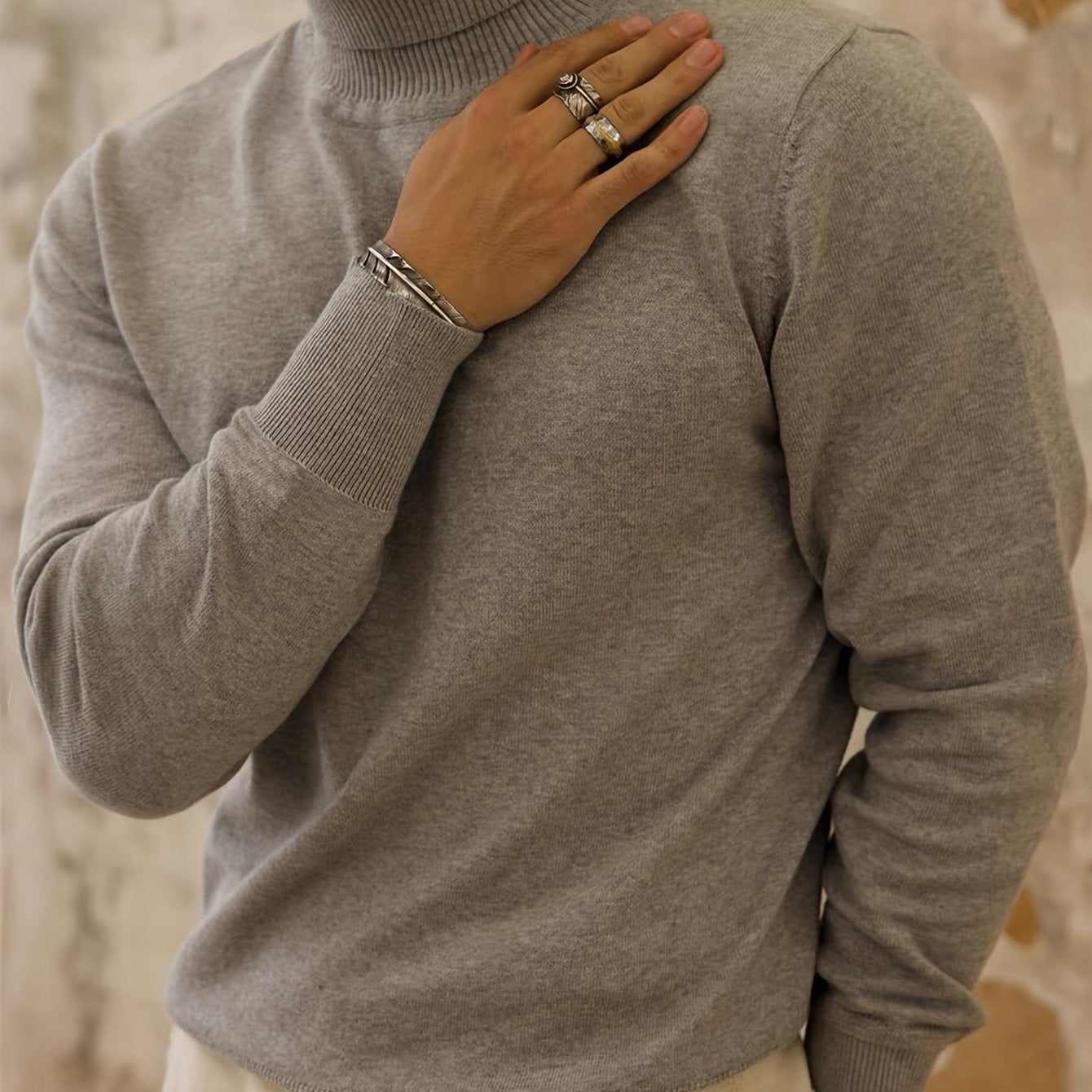 Heren Slim-Fit High Neck Knit Trui - Slim Fit