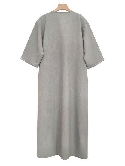 Heren Kandora - Polyester Blend - Grijs - Borduursel